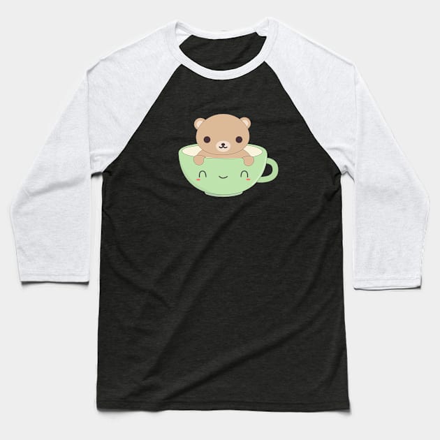 Cute Coffee Brown Bear T-Shirt Baseball T-Shirt by happinessinatee